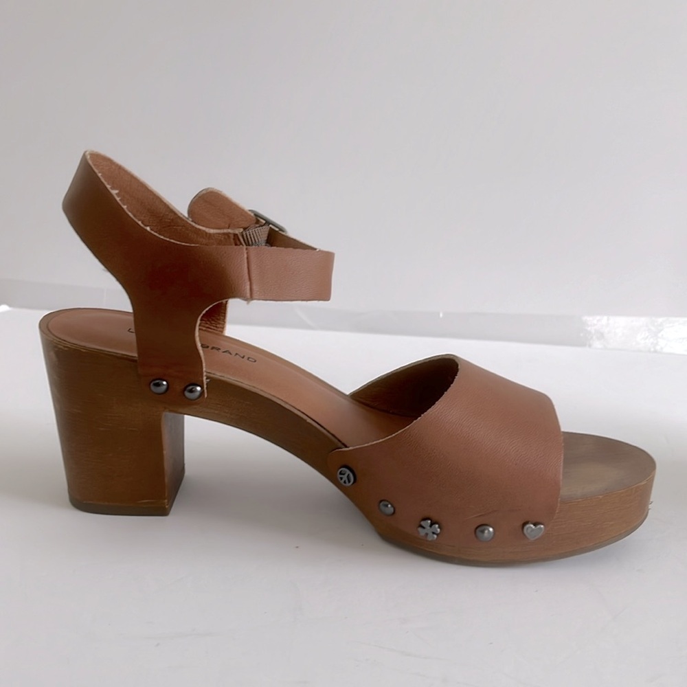 Lucky Brand Shoes Women’s Block Heel Sling Back Brown Summer Sandals Size 8.5 - Picture 2 of 5